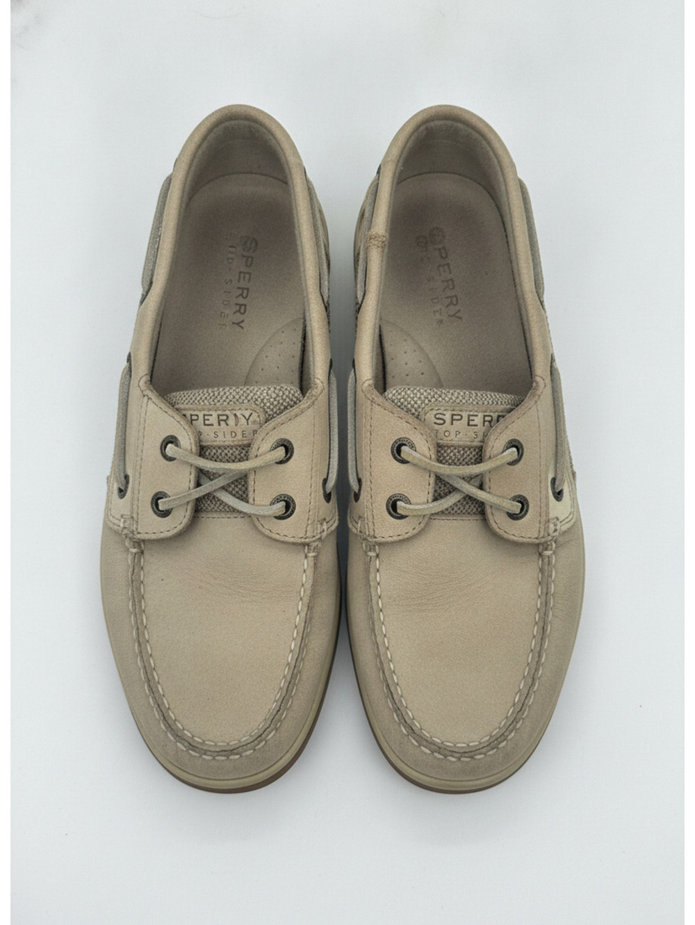 Sperry Top-Sider Beige Leather Boat Shoes Size 7.5M - Picture 6 of 7